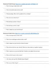 English Worksheet: Destination World - Europe & Africa - Video Activity