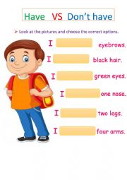 English Worksheet: have/has uses