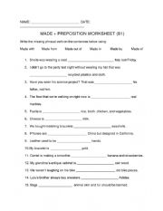 English Worksheet: Made + Preposition B1