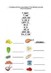 English Worksheet: Food for begginers
