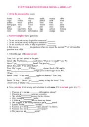 English Worksheet: countable-and-uncountable-grammar