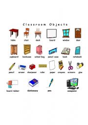 English Worksheet: Classroom Objects