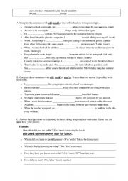 English Worksheet: Present and Past Habits