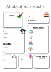English Worksheet: All about your teacher
