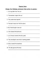 English Worksheet: Passive Voice - Present and Past simple