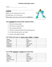 English Worksheet: common and proper nouns 