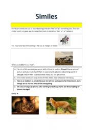 English Worksheet: Simply Similes