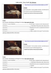 English worksheet: Gothic activity: describe the painting the nightmare by Henry FUSELI