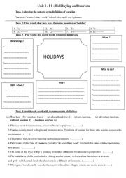 English Worksheet: Holidaying