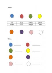 English Worksheet: Match and write the colors.