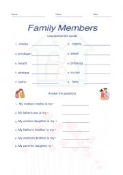 English Worksheet: Family members