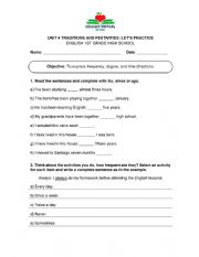 English Worksheet: Frequency, time and degree