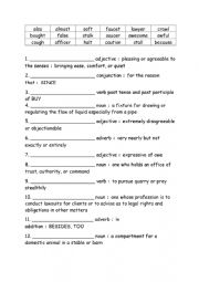 English Worksheet: Spelling Words Definitions Grade 4 Week 17