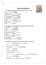 English Worksheet: Verb To Be and Have Got