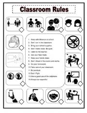 English Worksheet: CLASSROOM RULES
