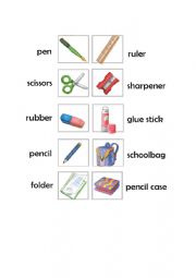 English Worksheet: school things
