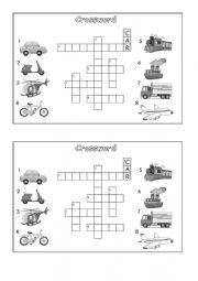 English Worksheet: Crossword Means of Transport