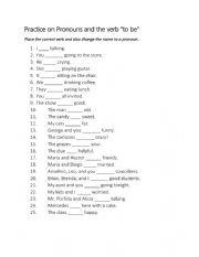 English Worksheet: Pronouns and verb to be