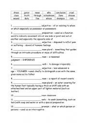 English Worksheet: Spelling Words Definitions Grade 4 Week 19