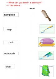 English Worksheet: bathroom items
