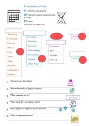 English Worksheet: Prepositions of time