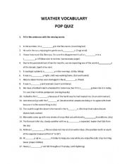 English Worksheet: Weather vocabulary revision