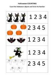 English Worksheet: Halloween Counting