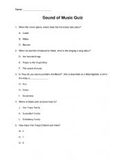 English Worksheet: Sound of Music Quiz
