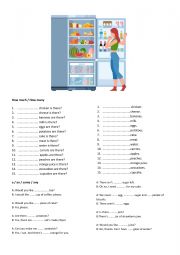 English Worksheet: How Much & How Many + a/an/some/any