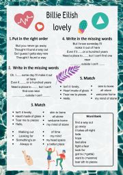 Song worksheet Billie Eilish - Lovely