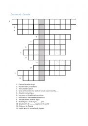 English Worksheet: Canada - crossword