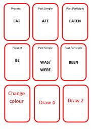 Uno game irregular verbs