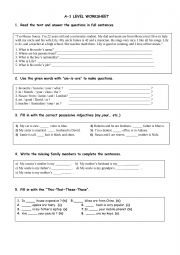 A-1 Level, Worksheet