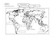 English Worksheet: Countries & World map - Information gap 