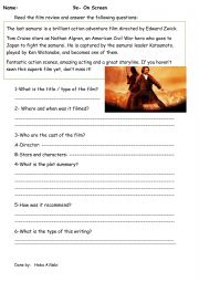 English Worksheet: Film review