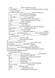 English Worksheet: stative verbs