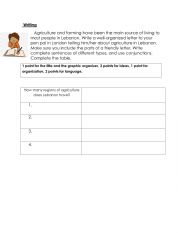 Writing worksheet agriculture