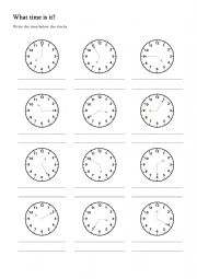 English Worksheet: What time is it?