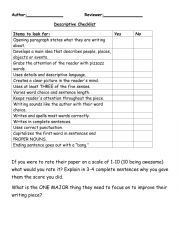 descriptive paragraph checklist