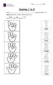 English Worksheet: Counting 1 to 5