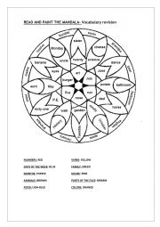 English Worksheet: REVISION VOCABULARY  MANDALA