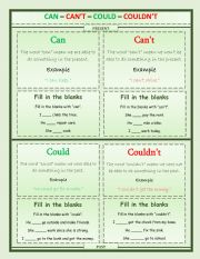 English Worksheet: Can and Could