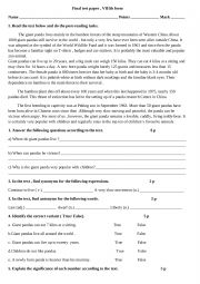 English Worksheet: Final test paper, 8th form