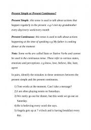 English Worksheet: Present Simple Present Continuous Sentences with errors