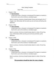 English Worksheet: note taking temlate