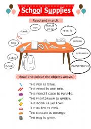 English Worksheet: School Supplies