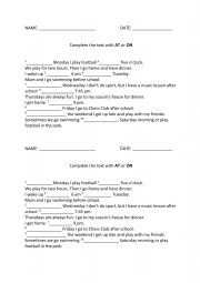 English Worksheet: Prepositions of time