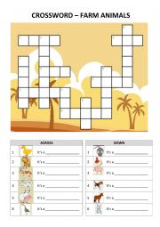 English Worksheet: Crossword - farm animals