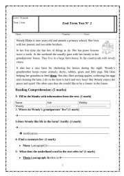 English Worksheet: 7th form full term test