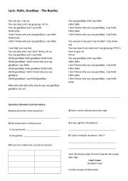 English Worksheet: Hello, Goodbye - The Beatles - Farewells/Greetings